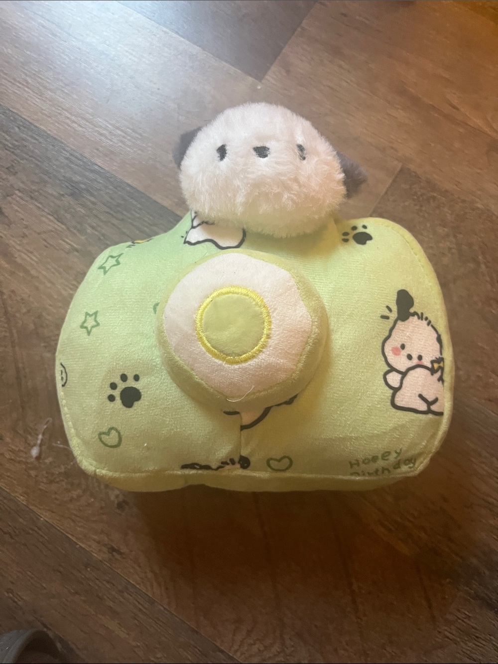 Pochacco Camera-Shaped Plush, Cute Green Pochacco Plushie